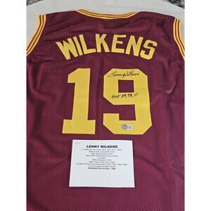 Lenny Wilkens Autographed/Signed Jersey Beckett Red Custom Jersey